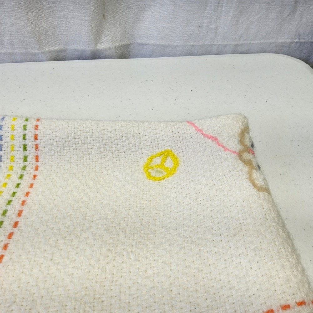 The Three Weavers Baby Blanket Kids OS White Vintage Handwoven Orlon Bear Plaid - Picture 6 of 16
